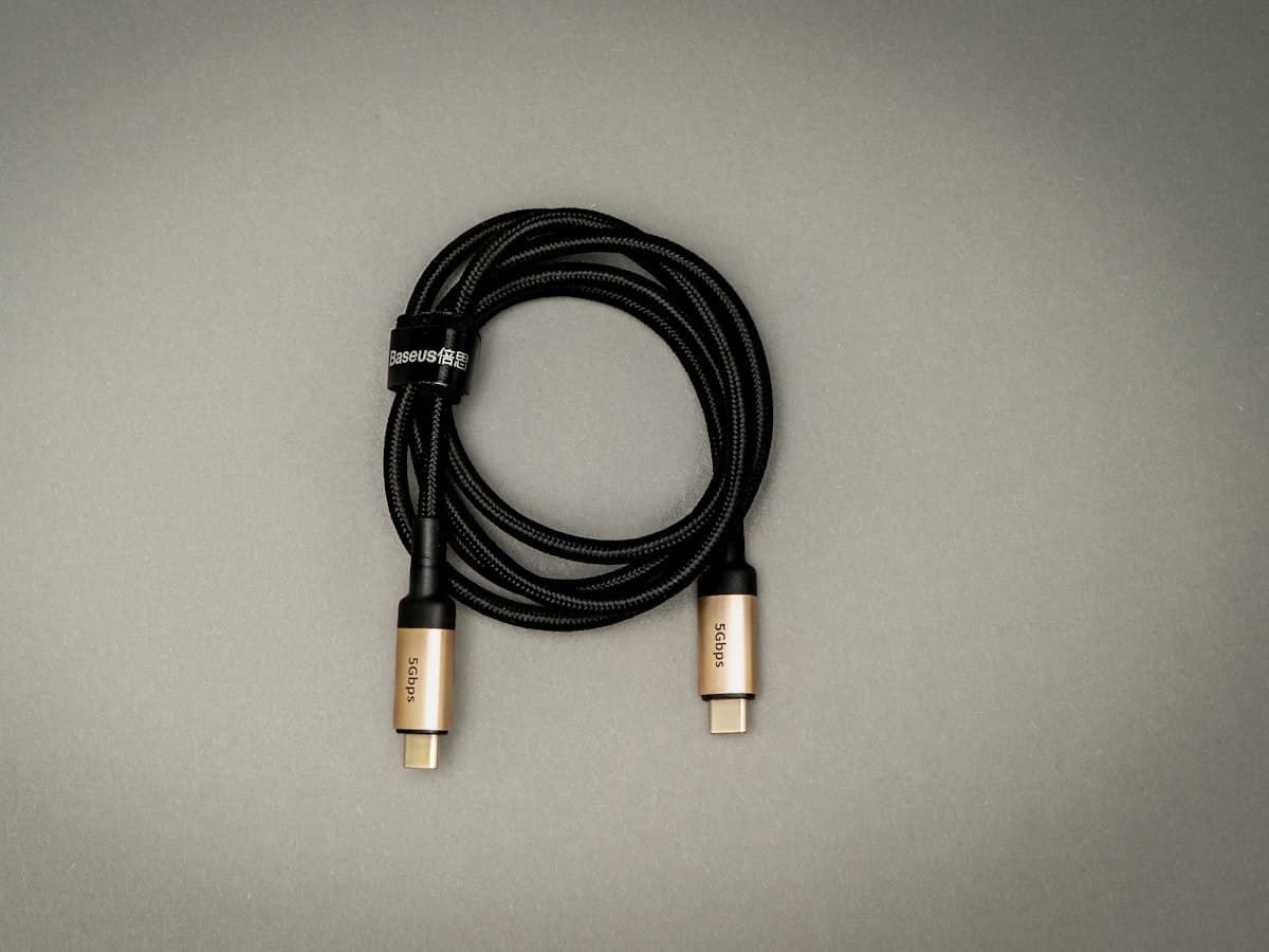 Close-up of a USB-C charging cable