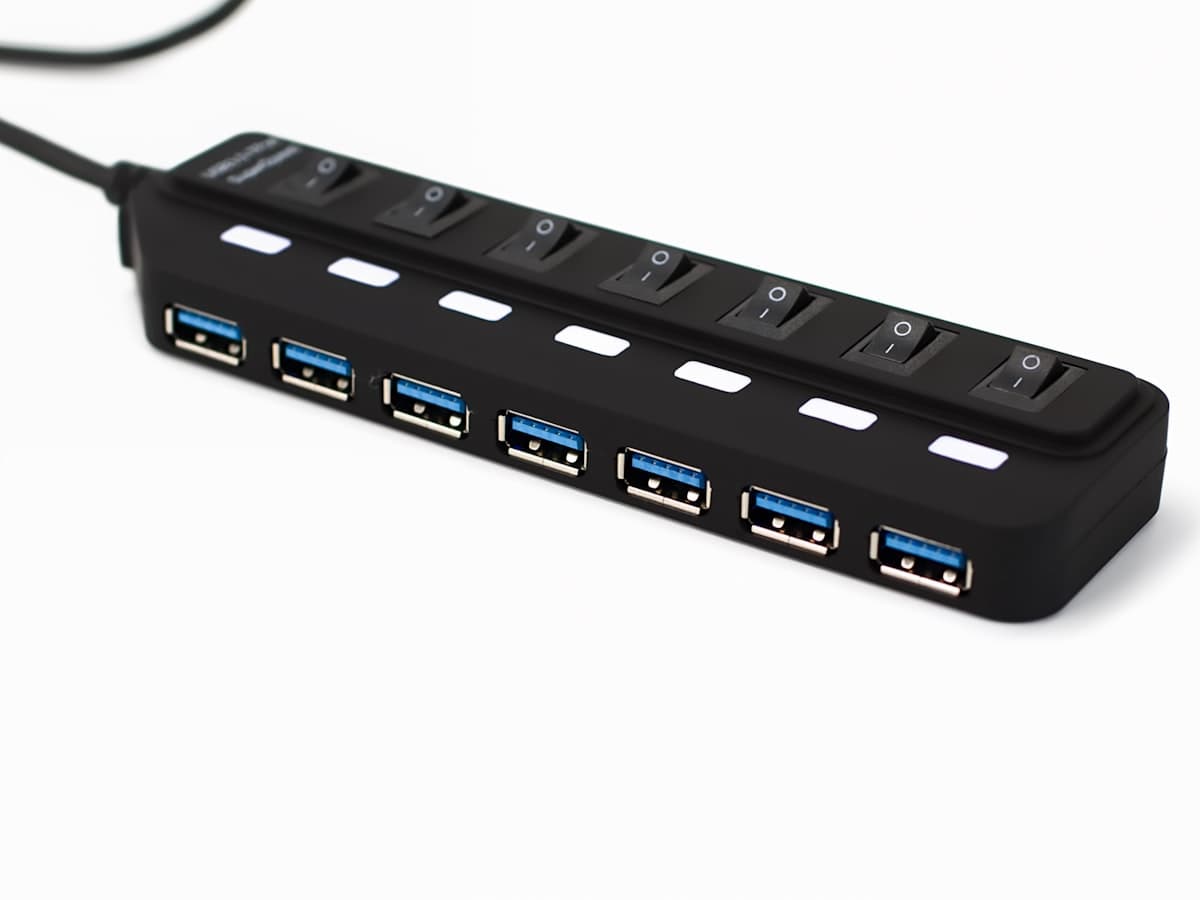 Compact USB-C hub with card and USB ports